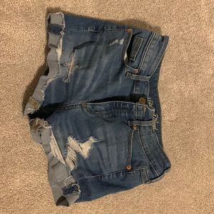 Ripped jean shorts